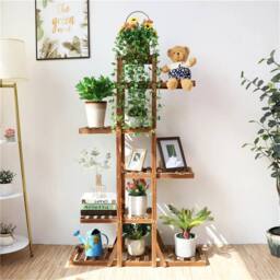 EONLION Wooden Plant Stand Indoor Outdoor Garden in Brown - thumbnail 5