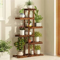 EONLION Wooden Plant Stand Indoor Outdoor Garden in Brown - thumbnail 4