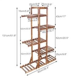 EONLION Wooden Plant Stand Indoor Outdoor Garden in Brown - thumbnail 2