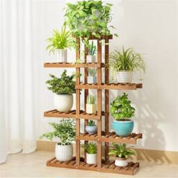EONLION Wooden Plant Stand Indoor Outdoor Garden in Brown