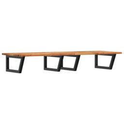 Berkfield Home Basin Shelf Wall Mounted Steel & Solid Wood Acacia in Brown - thumbnail 2