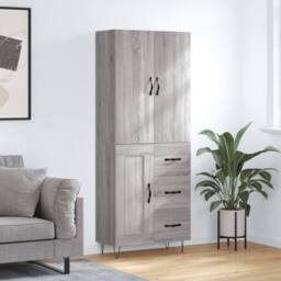 Berkfield Home Highboard Grey Sonoma 69.5x34x180 cm Engineered Wood - thumbnail 2