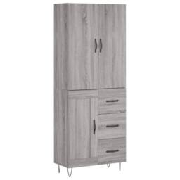Berkfield Home Highboard Grey Sonoma 69.5x34x180 cm Engineered Wood - thumbnail 1