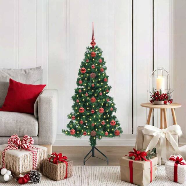 Berkfield Home Corner Artificial Christmas Tree Green 120 cm PVC & Metal - image 1
