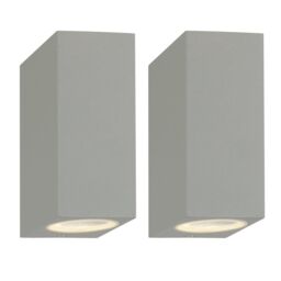 First Choice Lighting Set of 2 Falmouth - Grey Up Down Outdoor IP44 Wall Lights