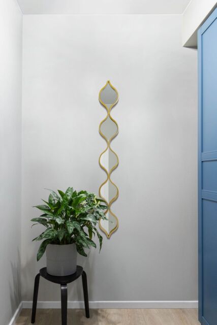 "MirrorOutlet Gold Metal Framed Tear Drop Wall Mirror 49"" X 6"" (124CM X 15CM) - Size: 1 Pack" - image 1