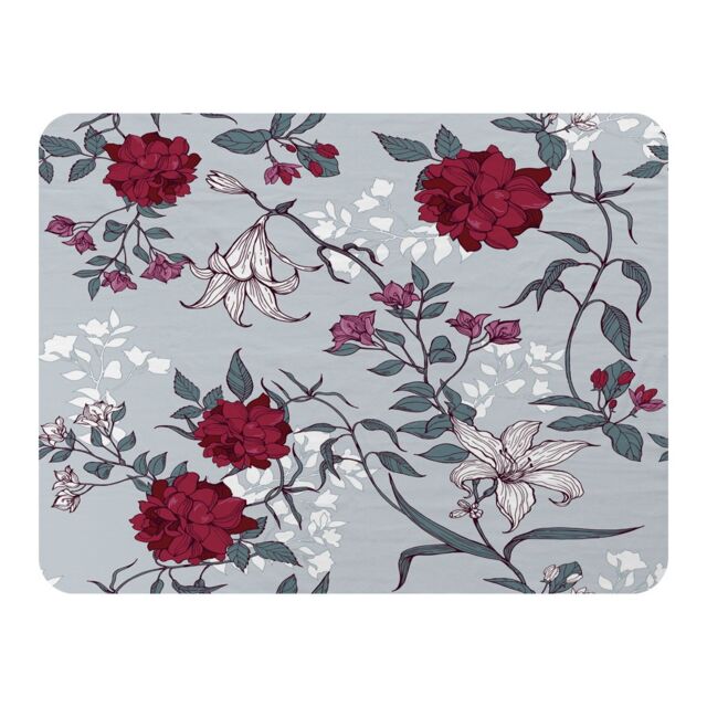 Benjamin Tate Design Red & White Winter Floral Blanket in Natural - Size: 120 cm x 150 cm - image 1