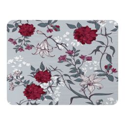 Benjamin Tate Design Red & White Winter Floral Blanket in Natural - Size: 120 cm x 150 cm - thumbnail 1