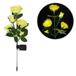 Havendro Yellow Solar Power LED 5 Head Rose Flower Stake Lights Garden - thumbnail 1