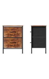 Living and Home Nightstand Bedside Table with 2 Fabric Storage Drawers in Brown - thumbnail 5