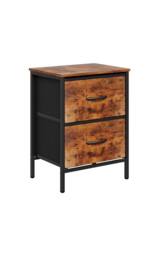 Living and Home Nightstand Bedside Table with 2 Fabric Storage Drawers in Brown - thumbnail 6