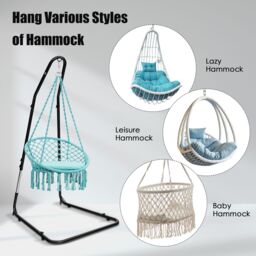 Costway Large Heavy Duty C-stand Hanging Swing Egg Chair Hammock Frame Adjustable Height in Black - thumbnail 6