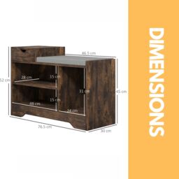 Pirlo Plush Industrial Shoe Storage Bench With 3 Open Shelves in Brown - thumbnail 6
