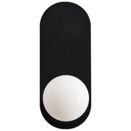 Wyld and Coco Set of 2 Black Metal Wall Lamps Opaque Glass Globes Vintage - thumbnail 5