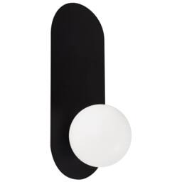 Wyld and Coco Set of 2 Black Metal Wall Lamps Opaque Glass Globes Vintage - thumbnail 4