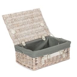 Red Hamper 35cm White Picnic Basket with Grey Lining