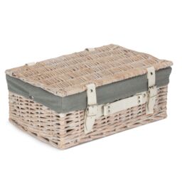 Red Hamper 35cm White Picnic Basket with Grey Lining - thumbnail 3