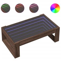 Berkfield Home Coffee Table with Infinity LED Brown Oak 90x53x30 cm - Size: 90 x 53 x 30 cm - thumbnail 2