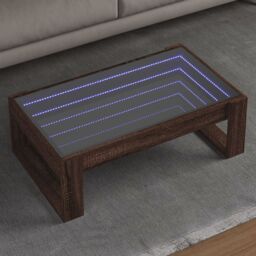Berkfield Home Coffee Table with Infinity LED Brown Oak 90x53x30 cm - Size: 90 x 53 x 30 cm - thumbnail 1