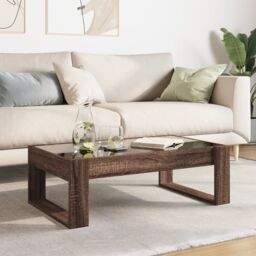 Berkfield Home Coffee Table with Infinity LED Brown Oak 90x53x30 cm - Size: 90 x 53 x 30 cm - thumbnail 4