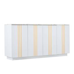 Matteo Gilded Line Sideboard - 4-Door Storage Cabinet - White & Gold - thumbnail 6