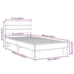Berkfield Home Bed Frame without Mattress Black 75x190 cm Small Single - thumbnail 9