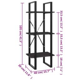Berkfield Home 3-Tier Book Cabinet Grey 40x30x105 cm Engineered Wood - Size: 40 x 30 x 105 cm - thumbnail 7