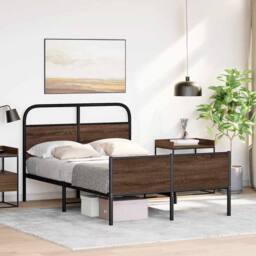 Berkfield Home Bed Frame without Mattress 120x190 cm Brown Oak Engineered Wood - thumbnail 4