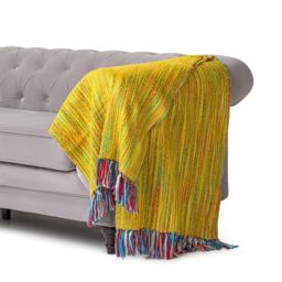 Luxury Living 100% Acrylic Throw - 200cm x 130cm - Lime Stripe - Size: 200 cm x 130 cm