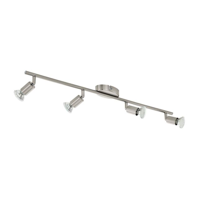 Loops Flush 4 Spot Ceiling Light Colour Satin Nickel Steel Bulb GU10 4x3W Included in Metallics - image 1