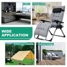 KORVIXA Grey Adjustable Garden Zero Gravity Folding Reclining Chair - Size: 100 cm x 100 cm - thumbnail 4