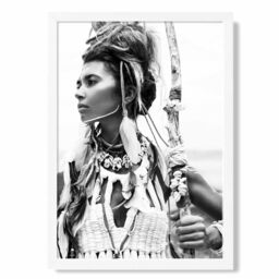 ARTZE Warrior Woman Fashion Black & White Photo Framed Print SIZE: A3 with White Frame - Size: A4 - thumbnail 1