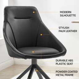 Bravich LTD Lisbon Faux Leather Dining Office Swivel Chair - Set of 2 in Black - Size: 2 Pack - thumbnail 6