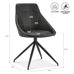 Bravich LTD Lisbon Faux Leather Dining Office Swivel Chair - Set of 2 in Black - Size: 2 Pack - thumbnail 8