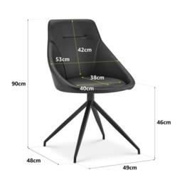 Bravich LTD Lisbon Faux Leather Dining Office Swivel Chair - Set of 2 in Black - Size: 2 Pack - thumbnail 5