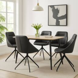 Bravich LTD Lisbon Faux Leather Dining Office Swivel Chair - Set of 2 in Black - Size: 2 Pack - thumbnail 7