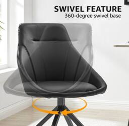 Bravich LTD Lisbon Faux Leather Dining Office Swivel Chair - Set of 2 in Black - Size: 2 Pack - thumbnail 4