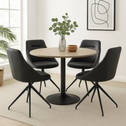 Bravich LTD Lisbon Faux Leather Dining Office Swivel Chair - Set of 2 in Black - Size: 2 Pack - thumbnail 2