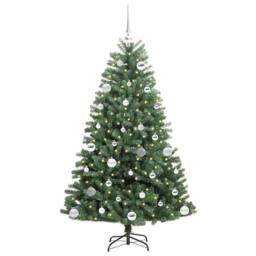 Berkfield Home Artificial Hinged Christmas Tree Green 150 cm PVC & Metal - thumbnail 3