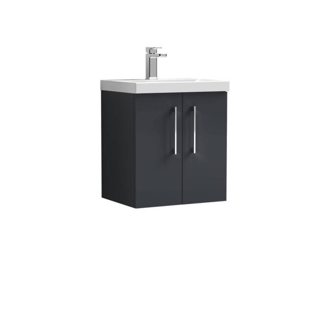 Balterley Bathroom 2 Soft Close Door Wall Hung Vanity Unit, Dark Grey, 500mm in Grey - image 1