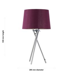 First Choice Lighting Set of 2 Tripod - Chrome Lamp with Burgundy & Gold Fabric Shades in Silver - thumbnail 6