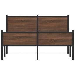 Berkfield Home Metal Bed Frame without Mattress Brown Oak 140x200 cm - thumbnail 5