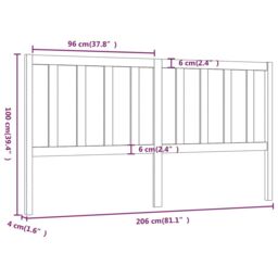 Berkfield Home Bed Headboard Black 206x4x100 cm Solid Wood Pine - Size: 206 x 4 x 100 cm - thumbnail 6