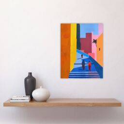 "Artery8 Walk Though Casablanca Abstract Morocco Painting Wall Art Print - Size: W12"" x H16""" - thumbnail 4