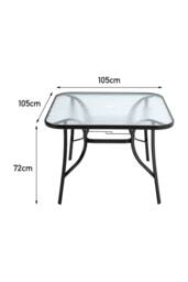 Living and Home Outdoor Tempered Glass Garden Dining Table in Black - thumbnail 6