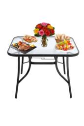 Living and Home Outdoor Tempered Glass Garden Dining Table in Black - thumbnail 3
