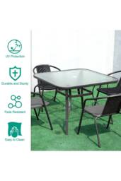 Living and Home Outdoor Tempered Glass Garden Dining Table in Black - thumbnail 4