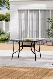 Living and Home Outdoor Tempered Glass Garden Dining Table in Black - thumbnail 2