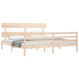 Berkfield Home Bed Frame with Headboard 200x200 cm Solid Wood in Brown - thumbnail 4