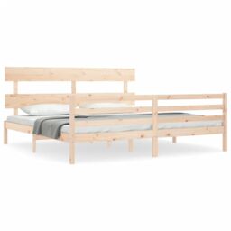 Berkfield Home Bed Frame with Headboard 200x200 cm Solid Wood in Brown - thumbnail 2